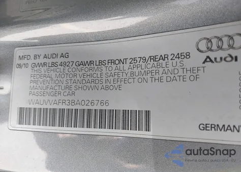 2011 Audi S5 4.2 Premium Plus z USA, uszkodzony, nr VIN WAUVVAFR3BA026766